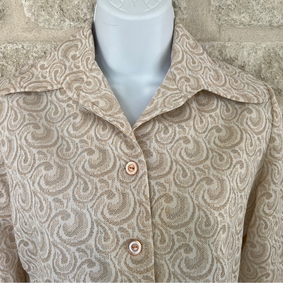 Vintage deadstock 70s polyester shirt NWT 10 M metallic glitter Sears - Picture 4 of 7